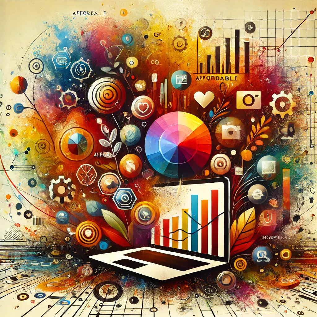 A vibrant, abstract image in warm colors representing affordable website solutions for nonprofits, activists, and social movements. The design features elements of digital tools, collaboration, and online connection, symbolizing the accessibility and empowerment offered by website development services. The image reflects growth and impact through digital platforms, emphasizing solutions tailored to resource-limited organizations.